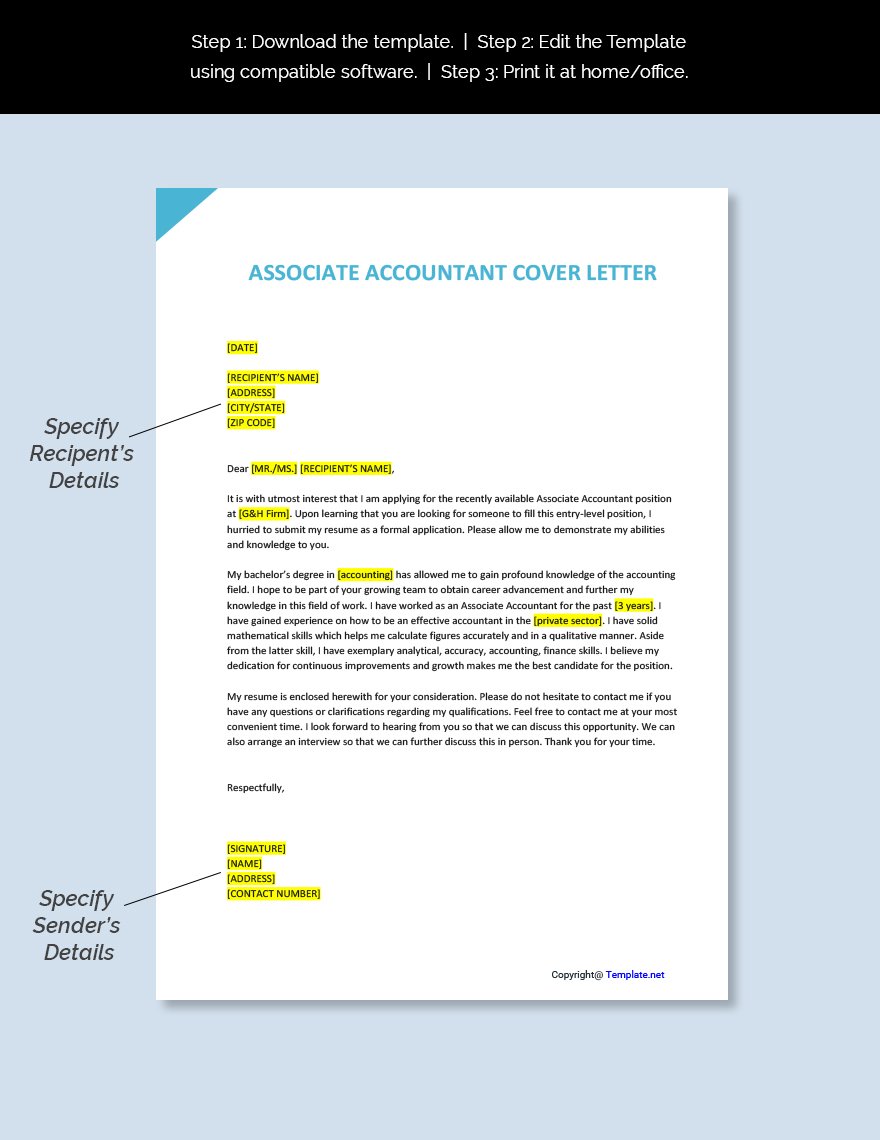 Associate Accountant Cover Letter
