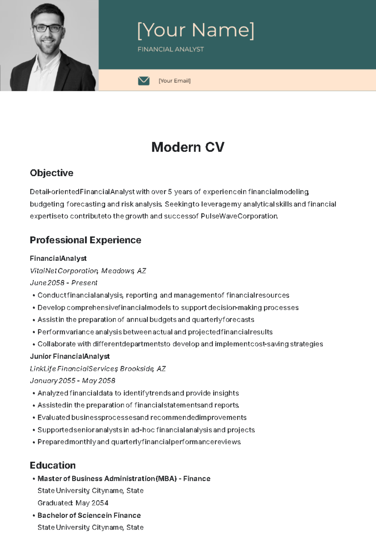 Modern CV Template - Edit Online & Download