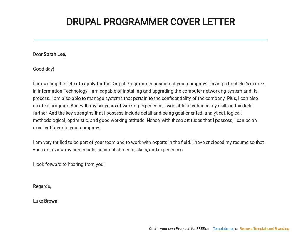 Drupal Programmer Cover Letter Template.jpe