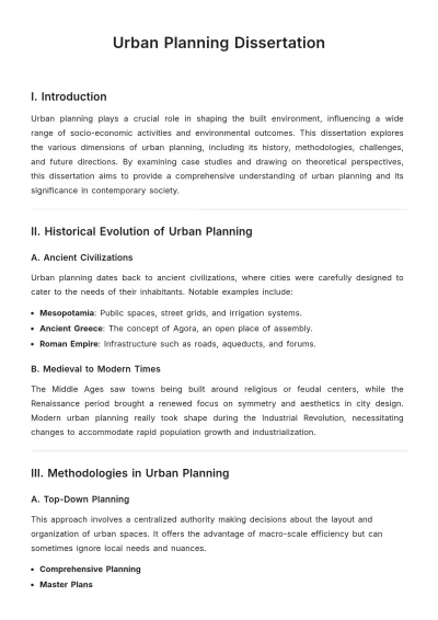Free Urban Planning Dissertation Template to Edit Online