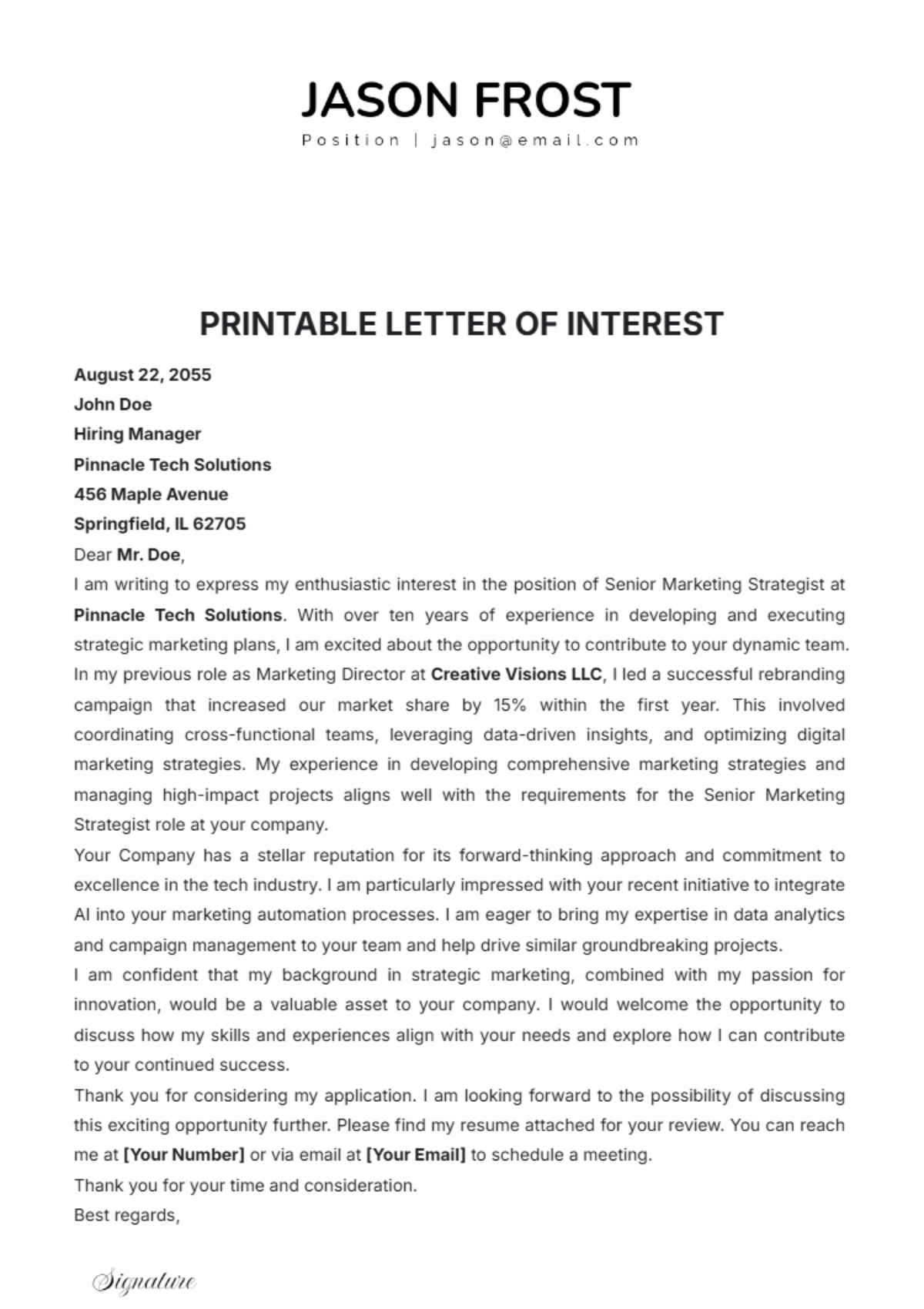 Printable Letter of Interest Template - Edit Online & Download