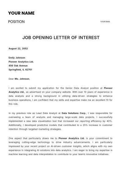 Free Job Opening Letter of Interest Template to Edit Online