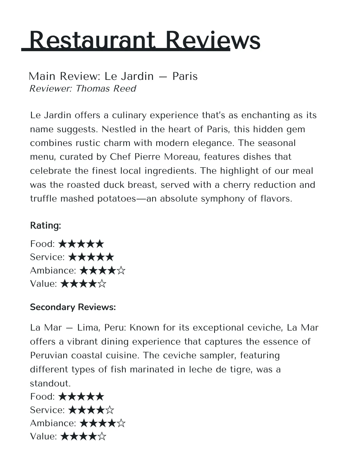 Free Professional Restaurant Magazine Template to Edit Online