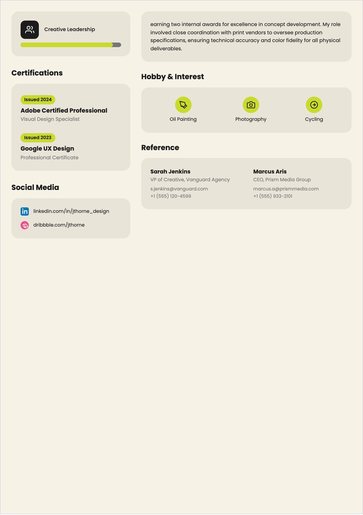 Free Creative ATS CV Template, AI CV Builder