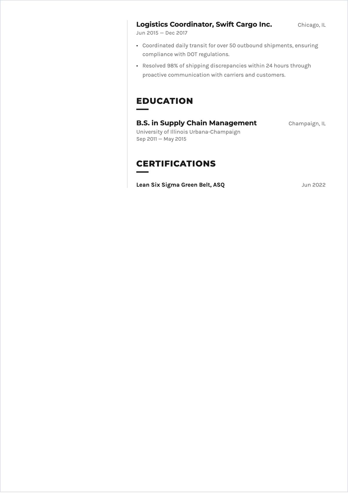 Free Sample Job ATS CV Template, AI CV Builder