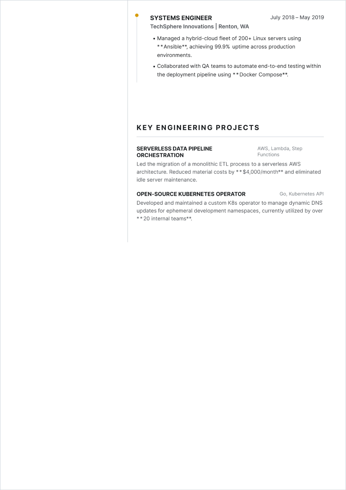 Free Engineer CV Template to Edit Online
