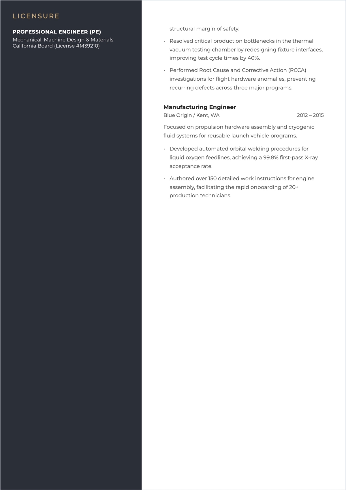 Free Engineer ATS CV Template, AI CV Builder