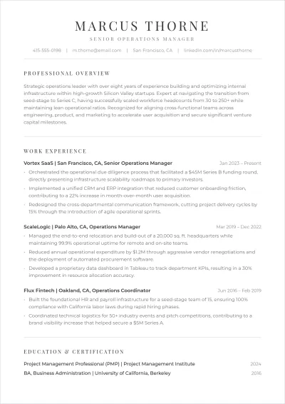 Free Startup ATS Resume Template, AI Resume Builder