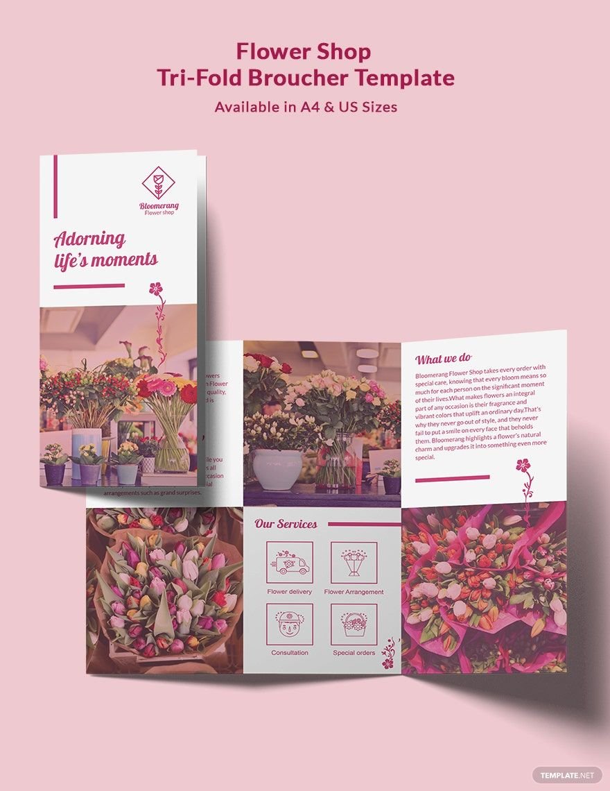 Free Flower Shop Promotional Tri-Fold Brochure Template