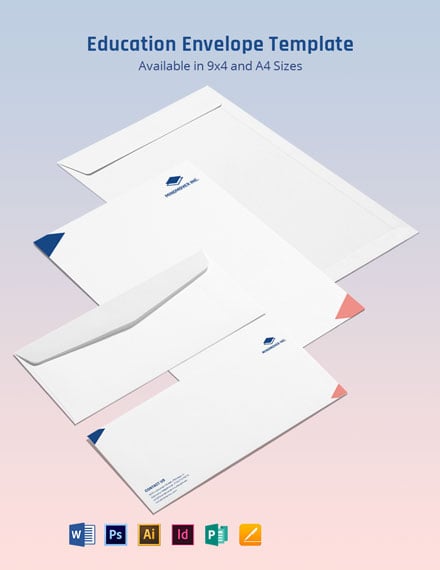 Education Envelope Template - Illustrator, InDesign, Word, Apple Pages, PSD, Publisher