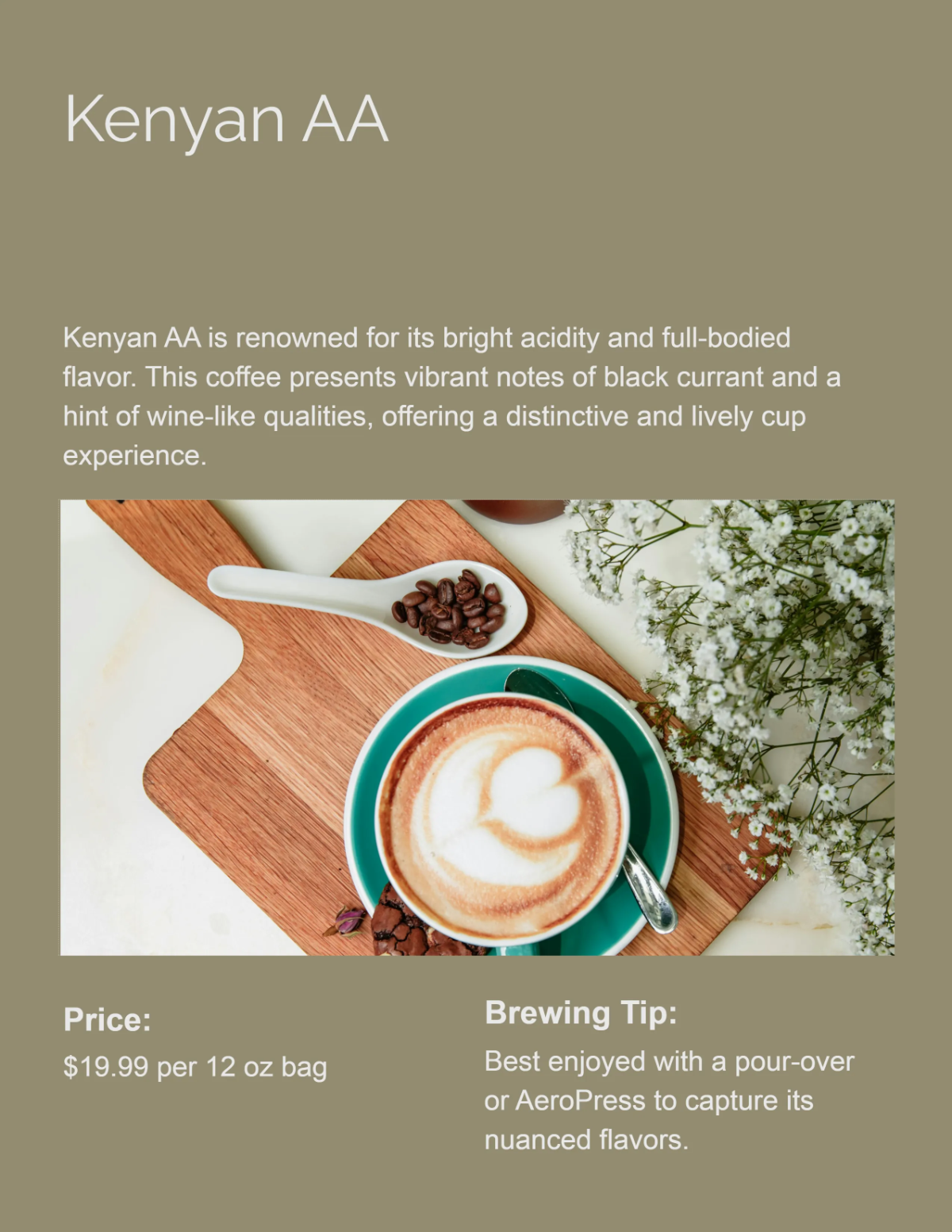Free Modern Coffee Catalog Template to Edit Online