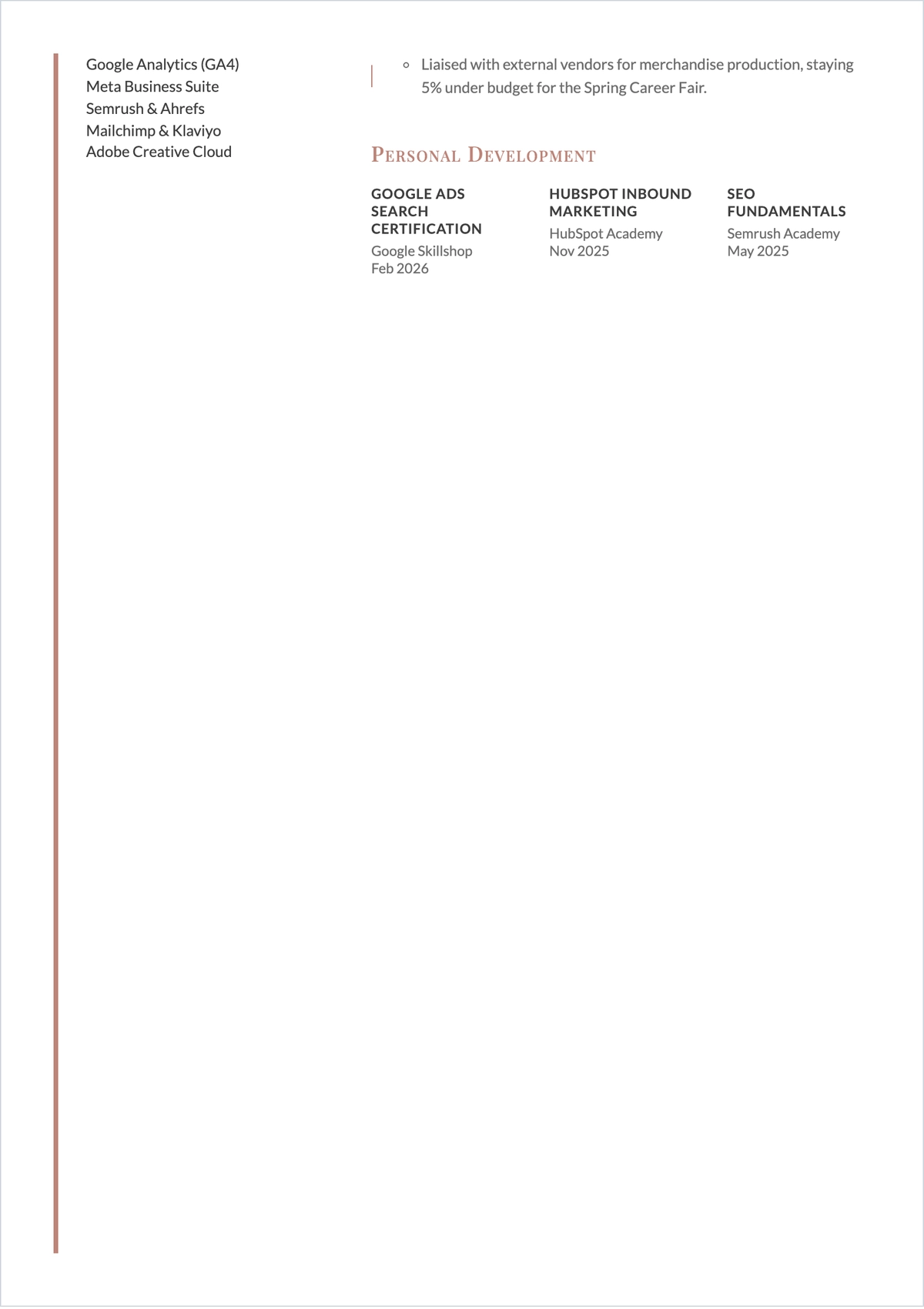Free Freshers ATS CV Template, AI CV Builder