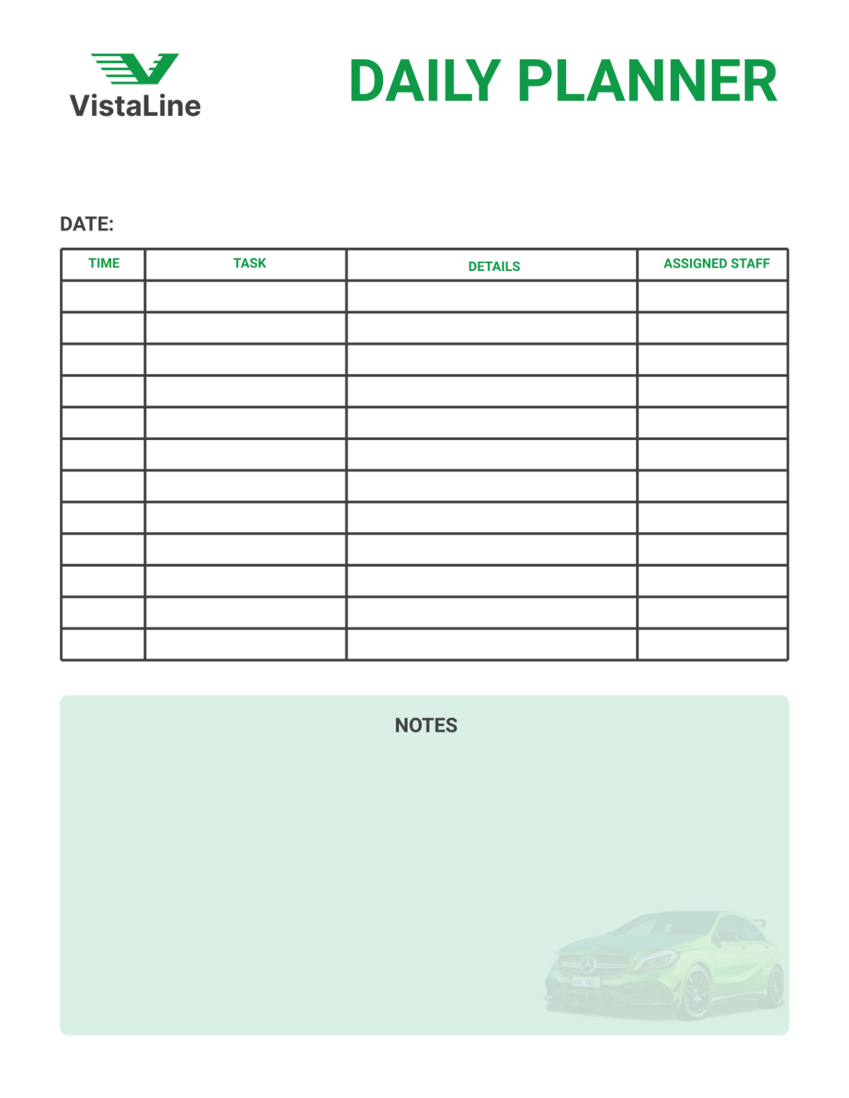 Car Rental Daily Planner Template - Edit Online & Download