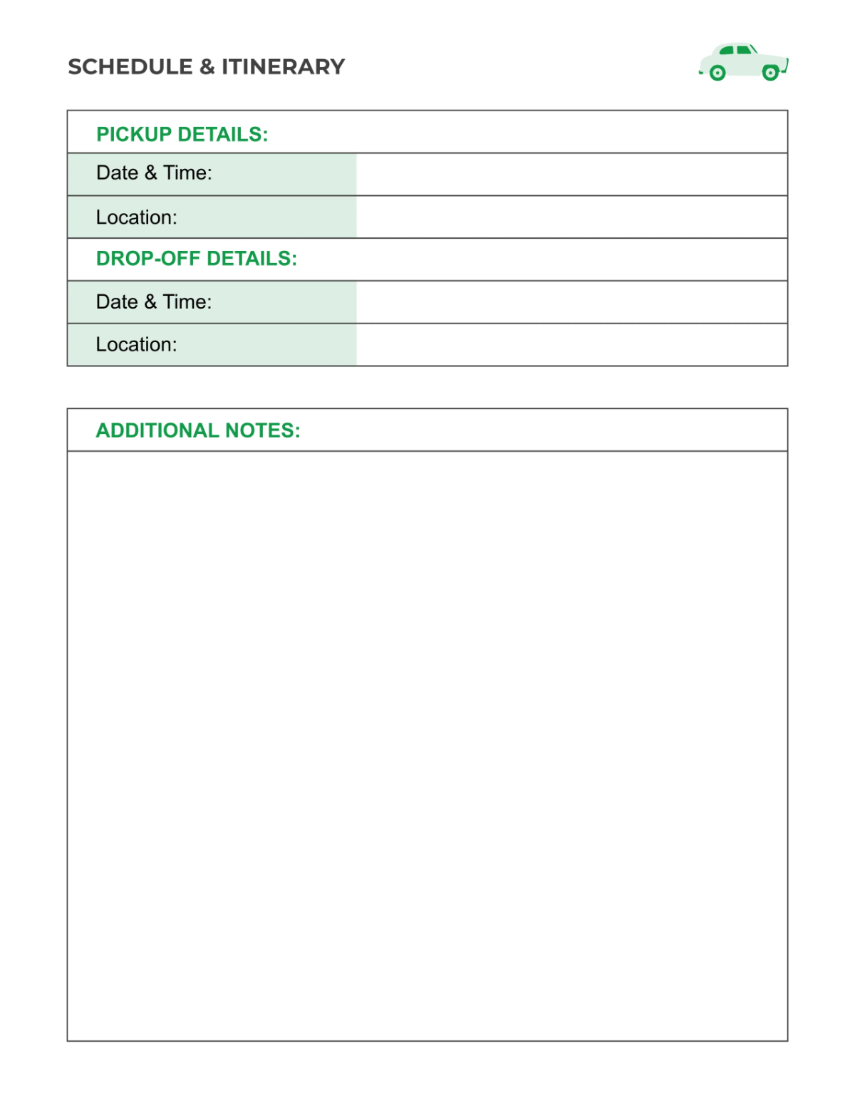 Free Car Rental Event Planner Template to Edit Online
