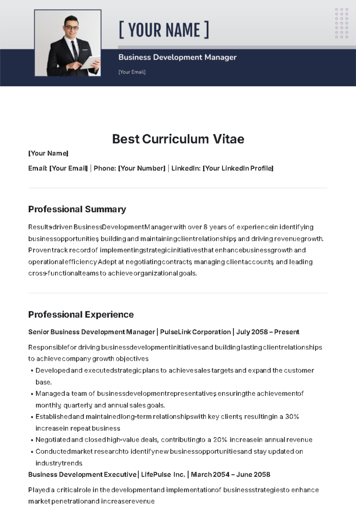 Best Curriculum Vitae Template - Edit Online & Download