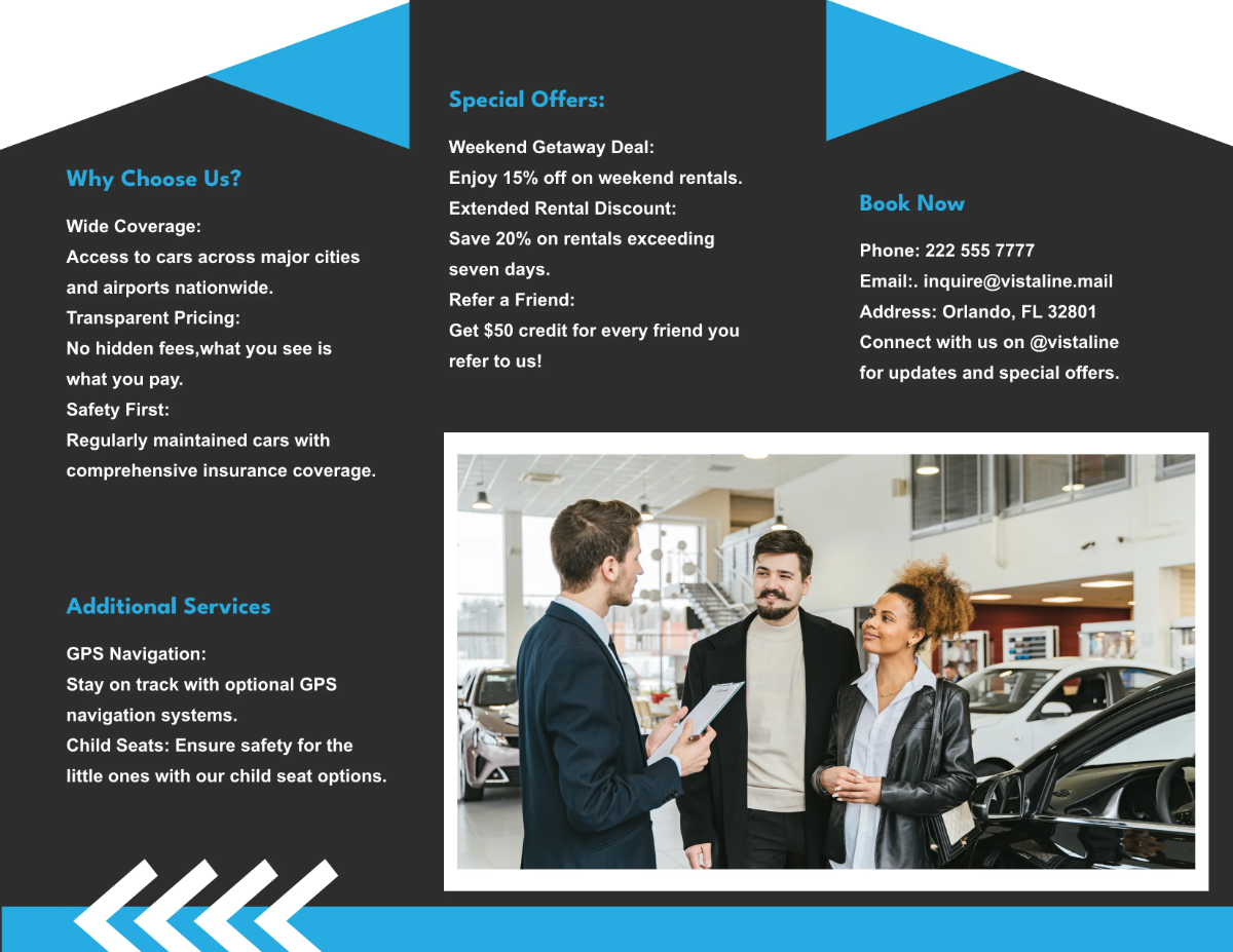 Free Car Rental Tri-fold Brochure Template to Edit Online