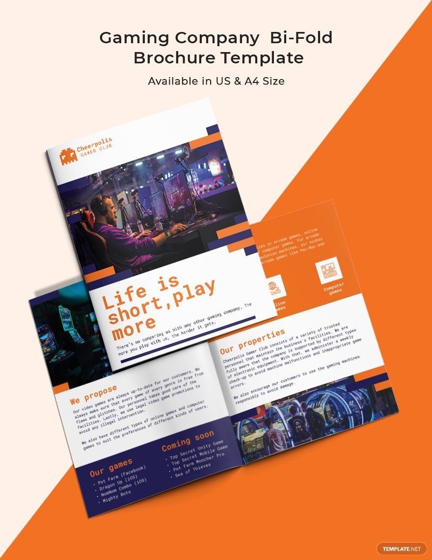 Gaming Company Bi-Fold Brochure Template