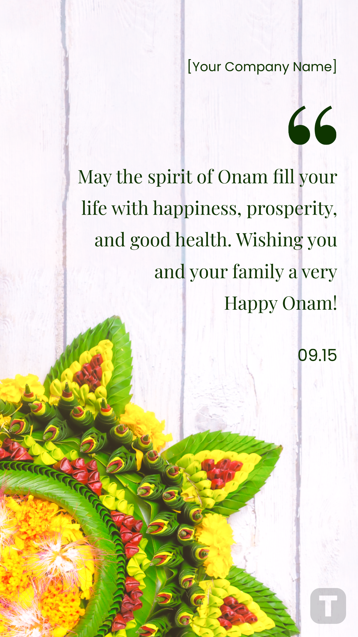 Happy Onam Quote Template - Edit Online & Download