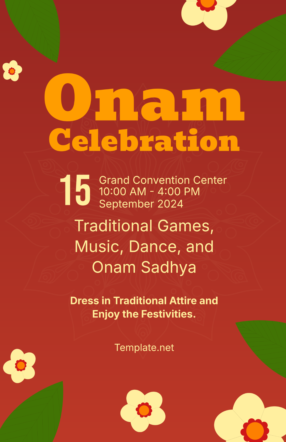 Onam Celebration Poster Template - Edit Online & Download