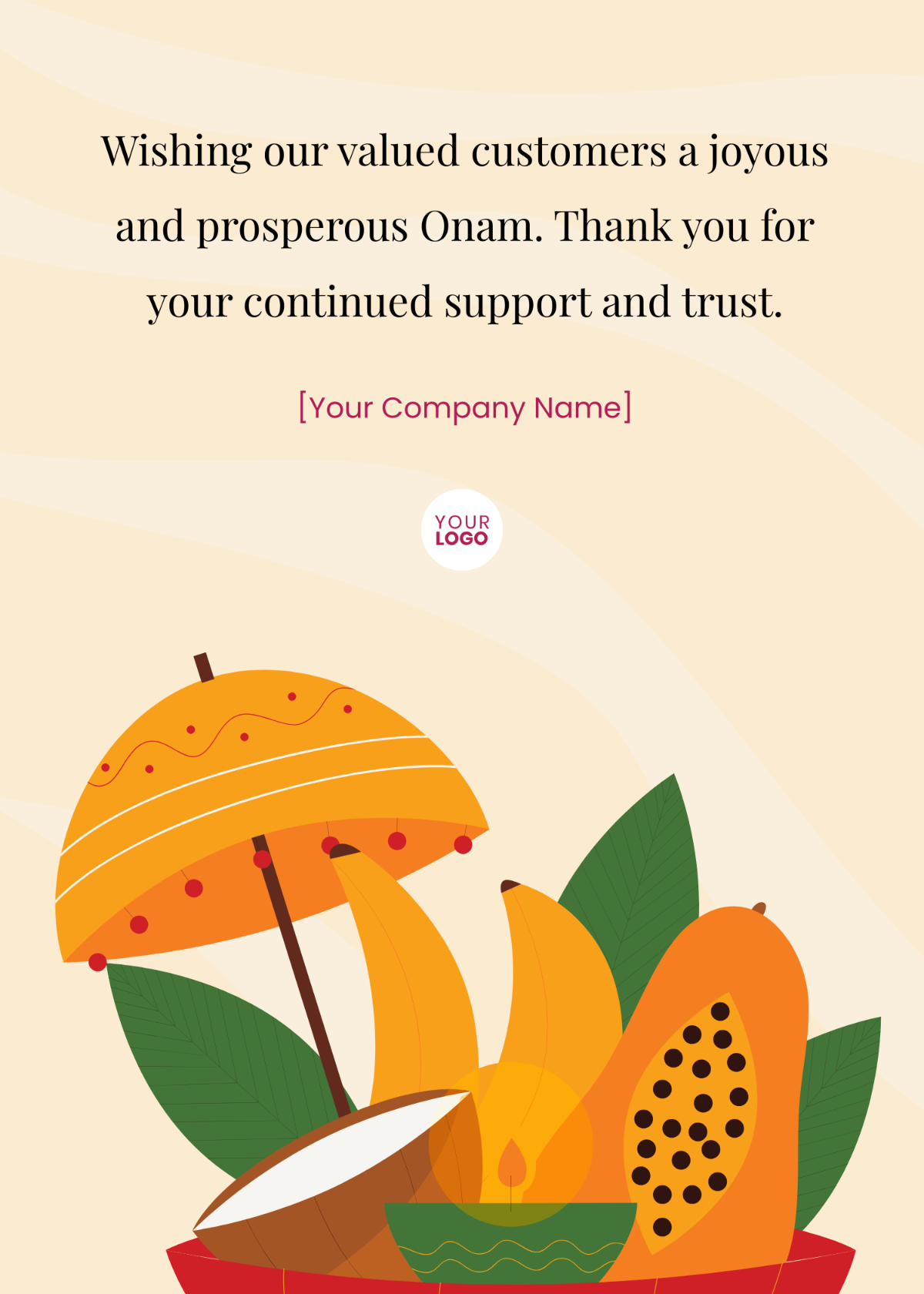 Onam Wishes to Customers Template - Edit Online & Download