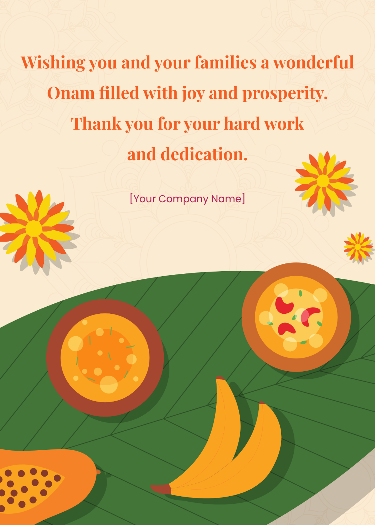 Onam Wishes for Employees Template - Edit Online & Download