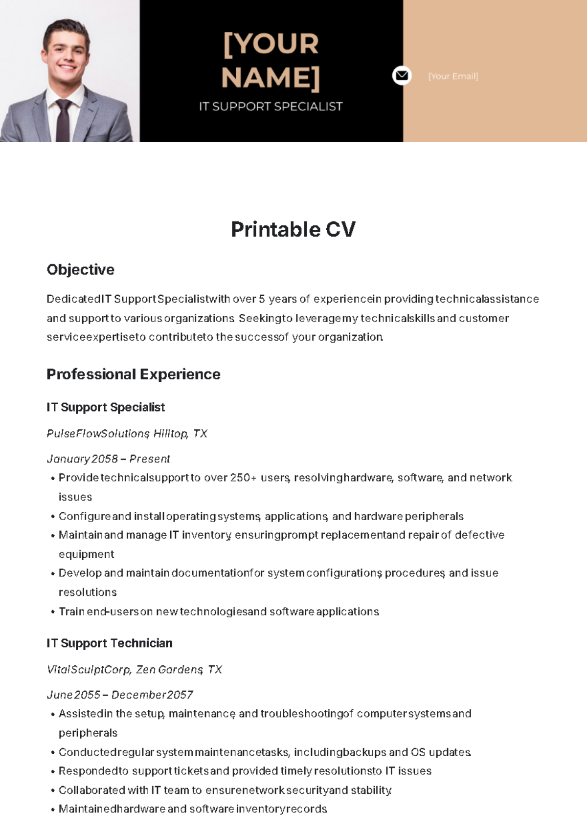 Printable CV Template - Edit Online & Download