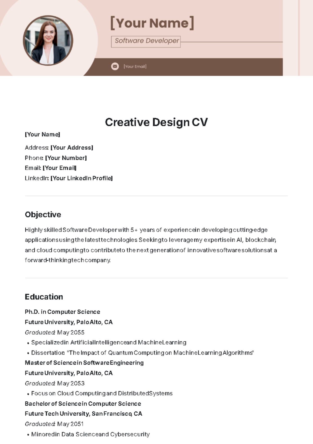 Creative Design CV Template - Edit Online & Download