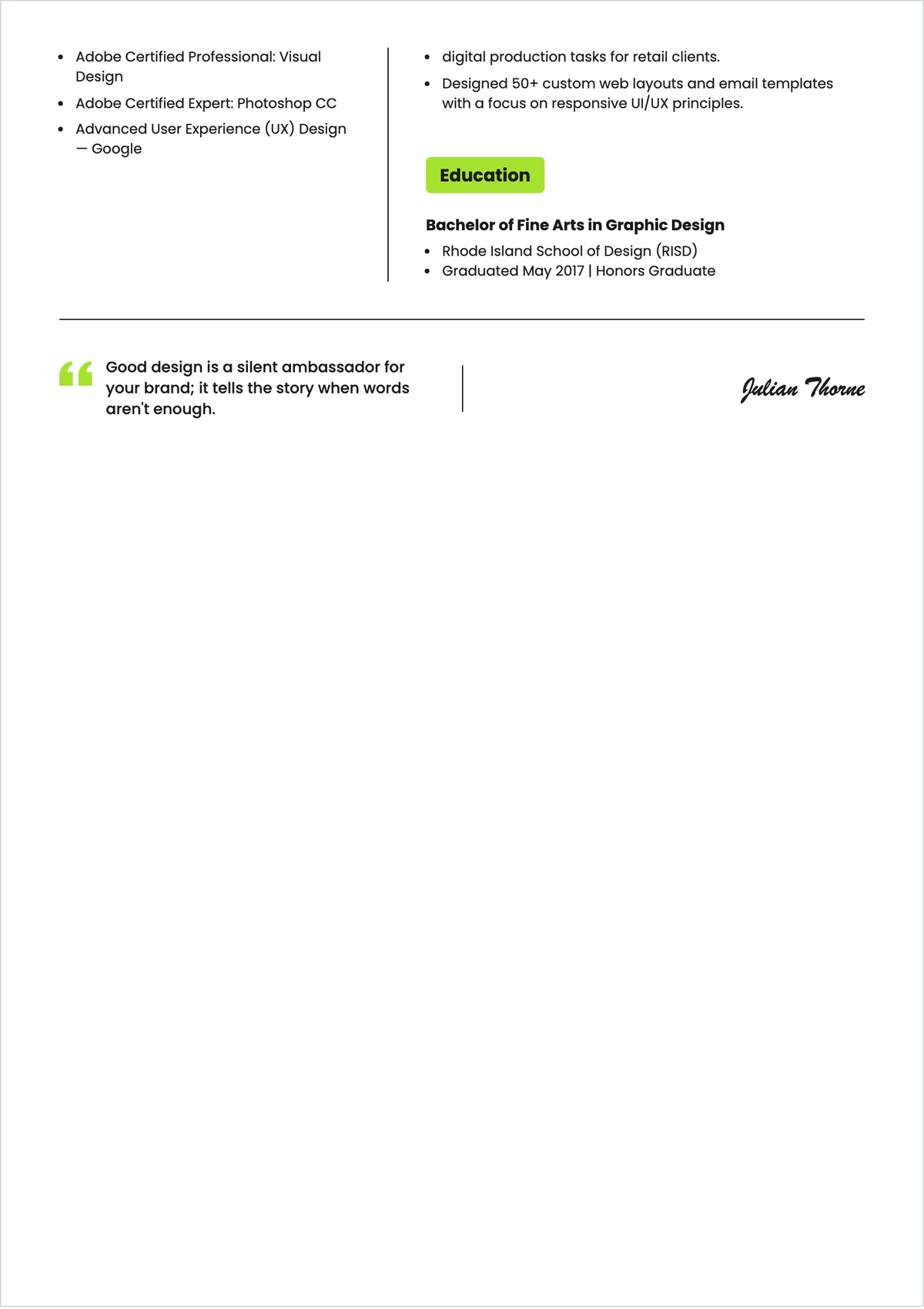 Free Creative Design ATS CV Template, AI CV Builder