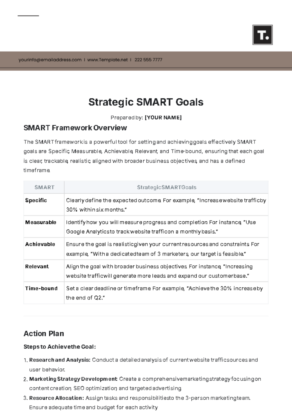 Strategic SMART Goals Template - Edit Online & Download