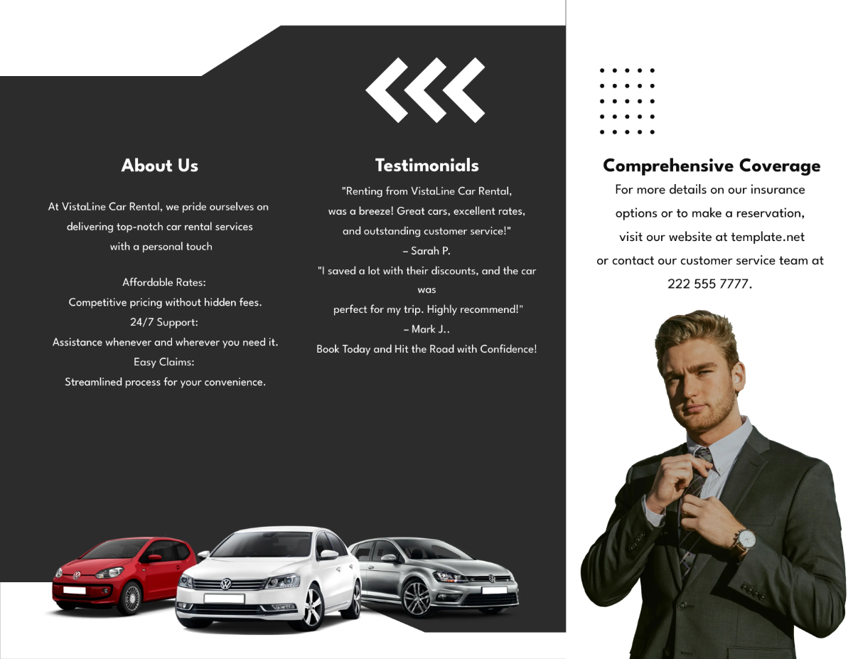 Free Car Rental Insurance Brochure Template to Edit Online