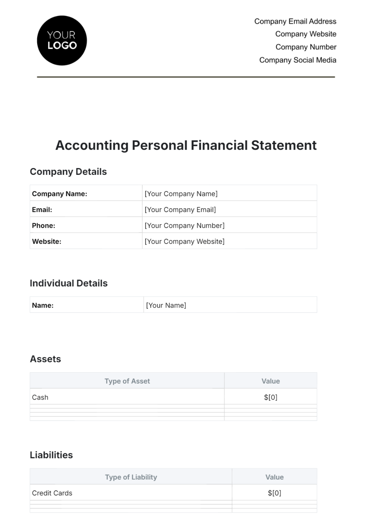 Free Accounting Personal Financial Statement Template To Edit Online Free Accounting Personal Financial Statement Template To Edit Online