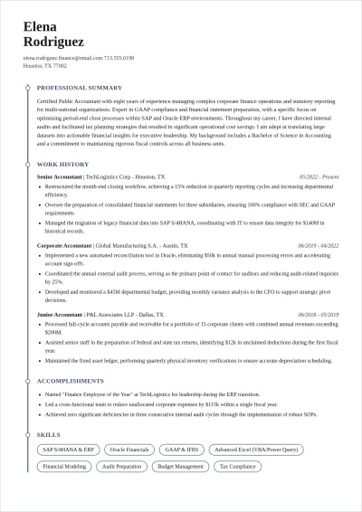 Free Accounting ATS Resume Template, AI Resume Builder
