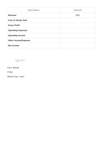 Free Accounting Income Statement Template to Edit Online