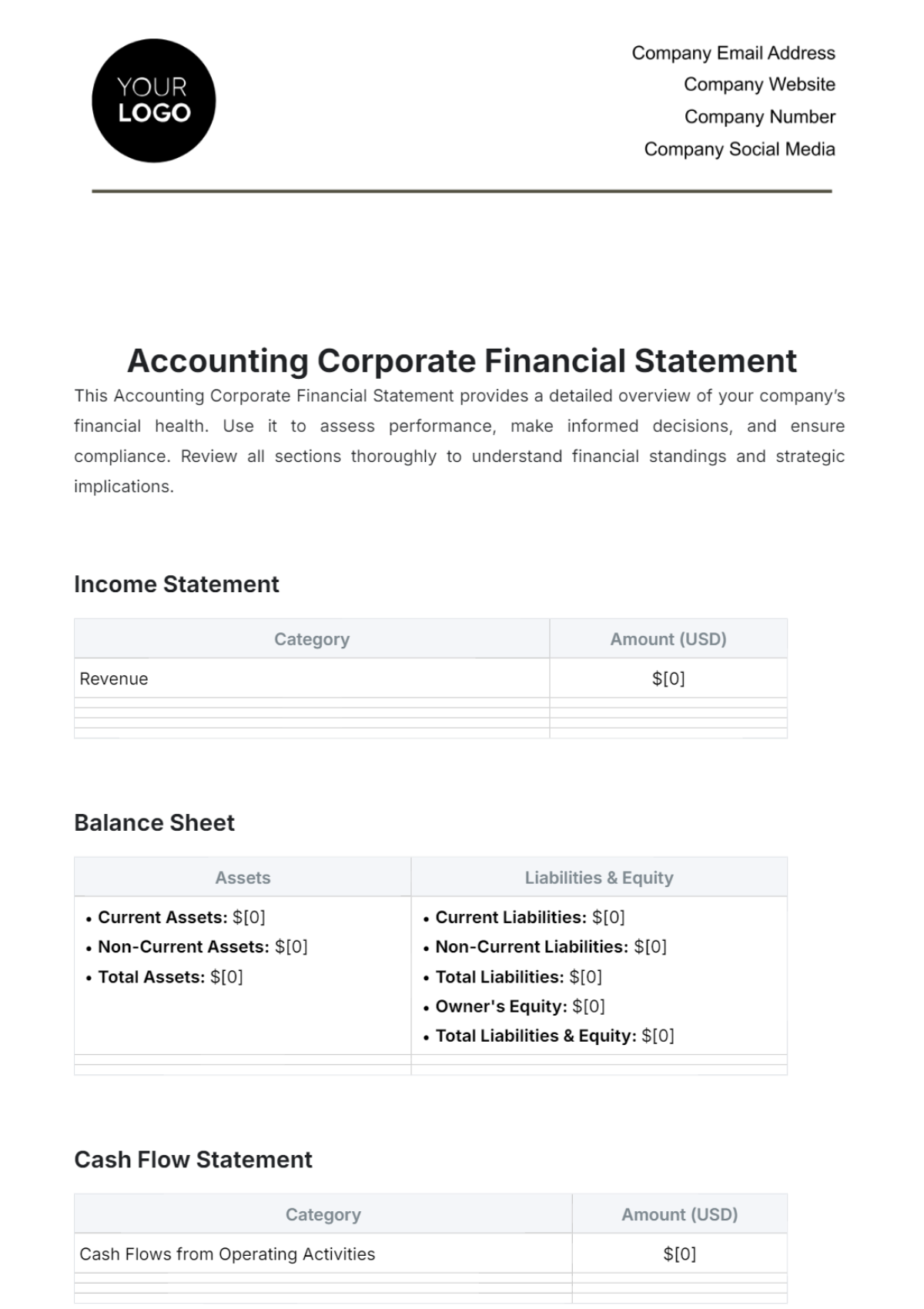 Accounting Corporate Financial Statement Template - Edit Online & Download