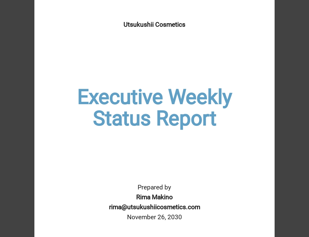 Free Executive Weekly Status Report Template Pdf Word Doc Apple Mac Apple Mac Pages 3401