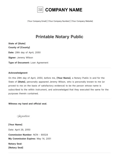 Free Printable Notary Public Template to Edit Online