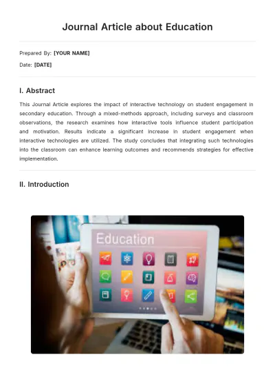 Free Journal Article about Education Template to Edit Online