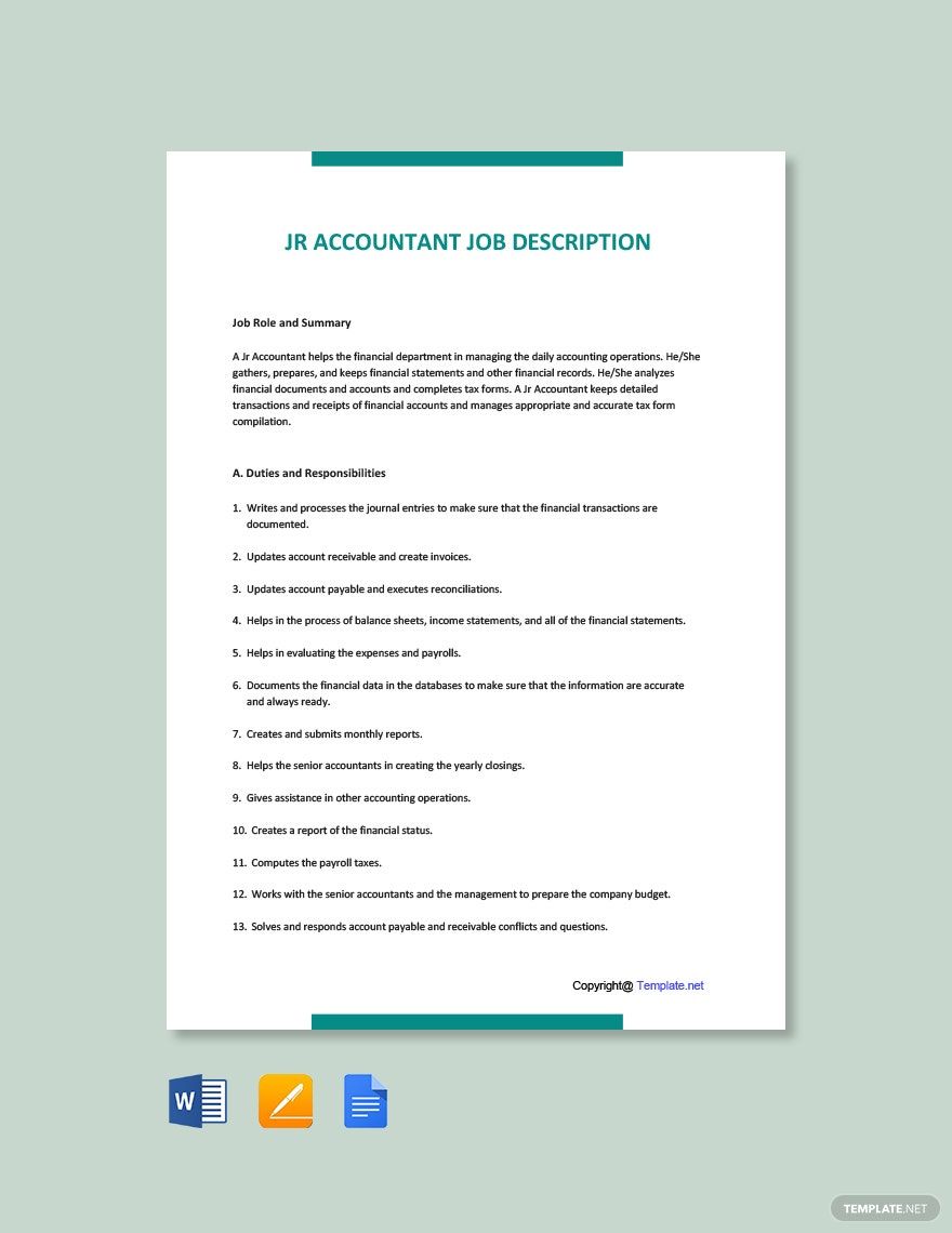 Jr Accountant Job Ad/Description Template