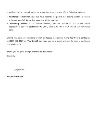 Free Printable Lease Renewal Letter Template to Edit Online
