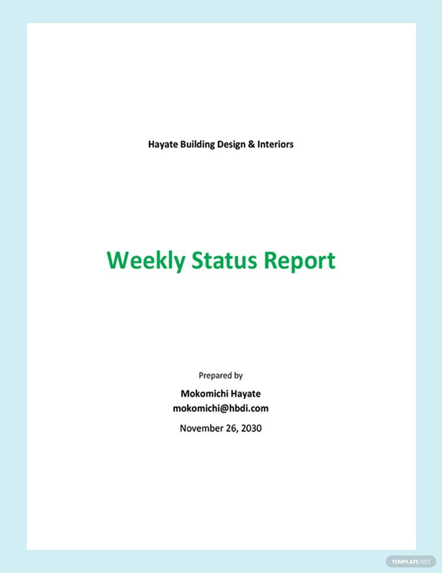 Sample Weekly Status Report Template