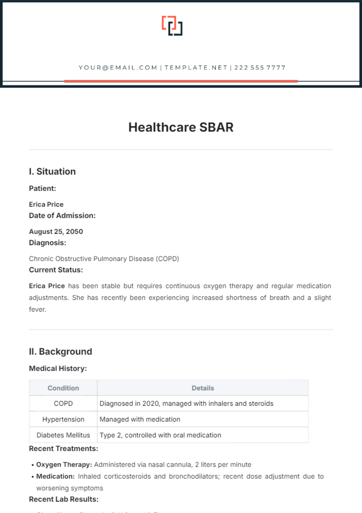 Healthcare SBAR Template - Edit Online & Download