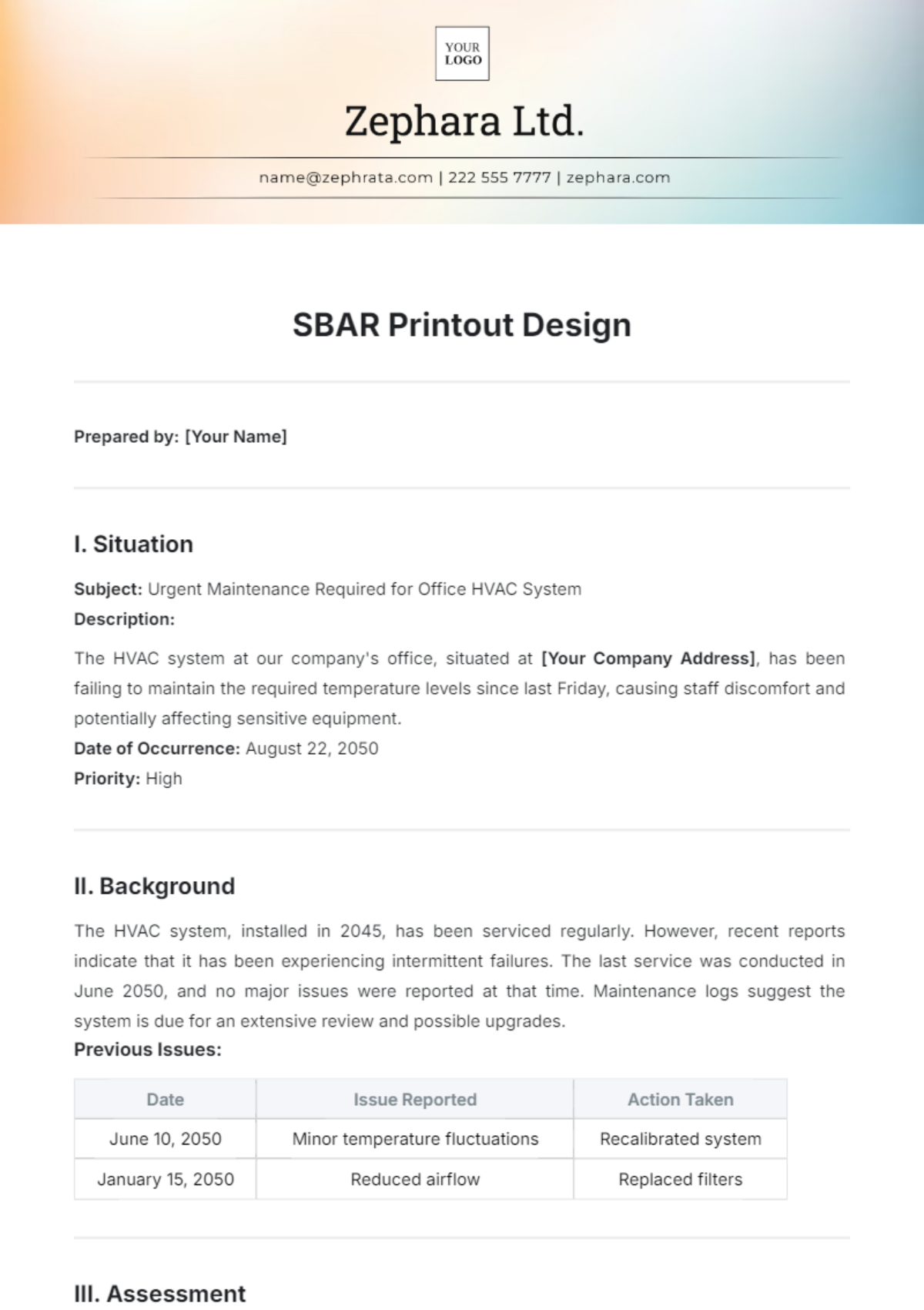 SBAR Printout Design Template - Edit Online & Download