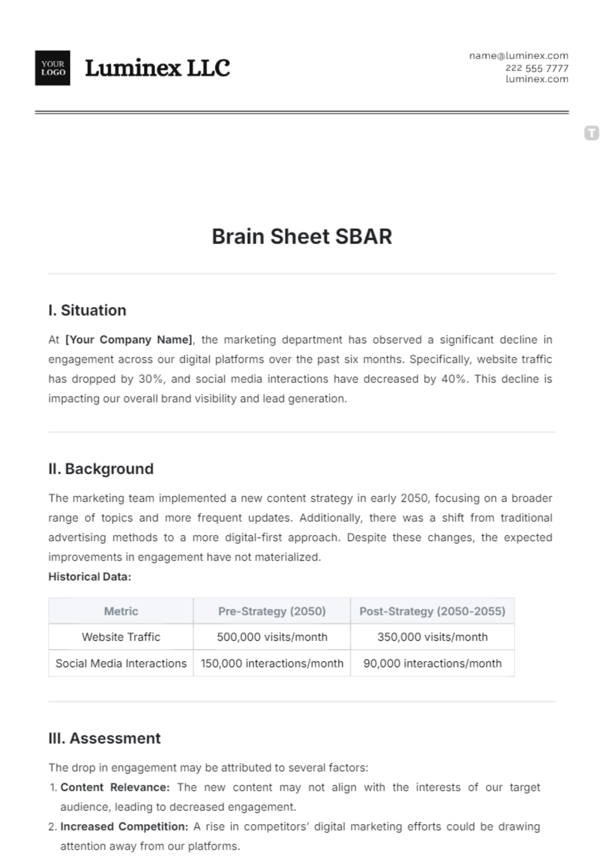 Free Brain Sheet SBAR Template to Edit Online