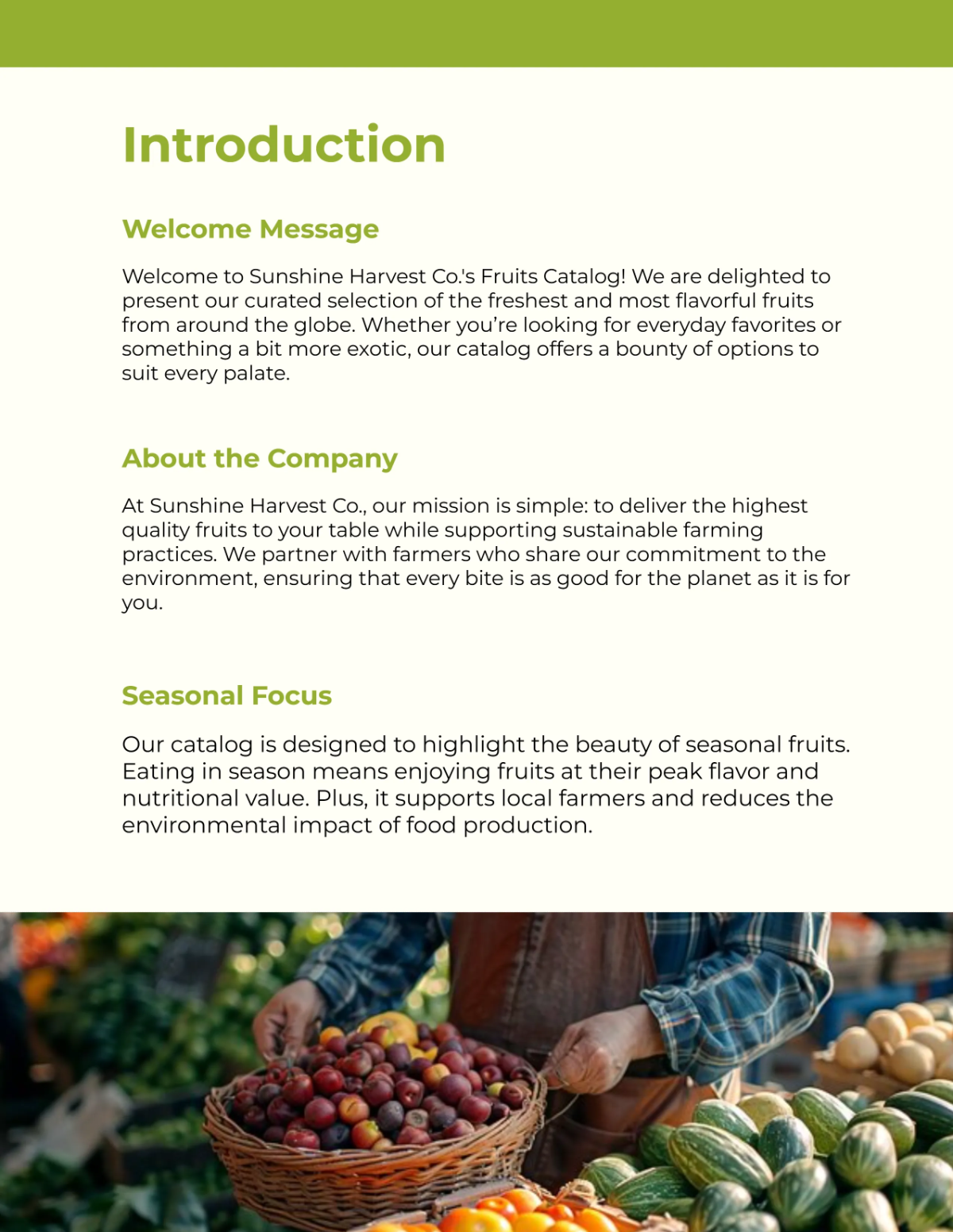 Free Fruits Catalog Layout Template to Edit Online