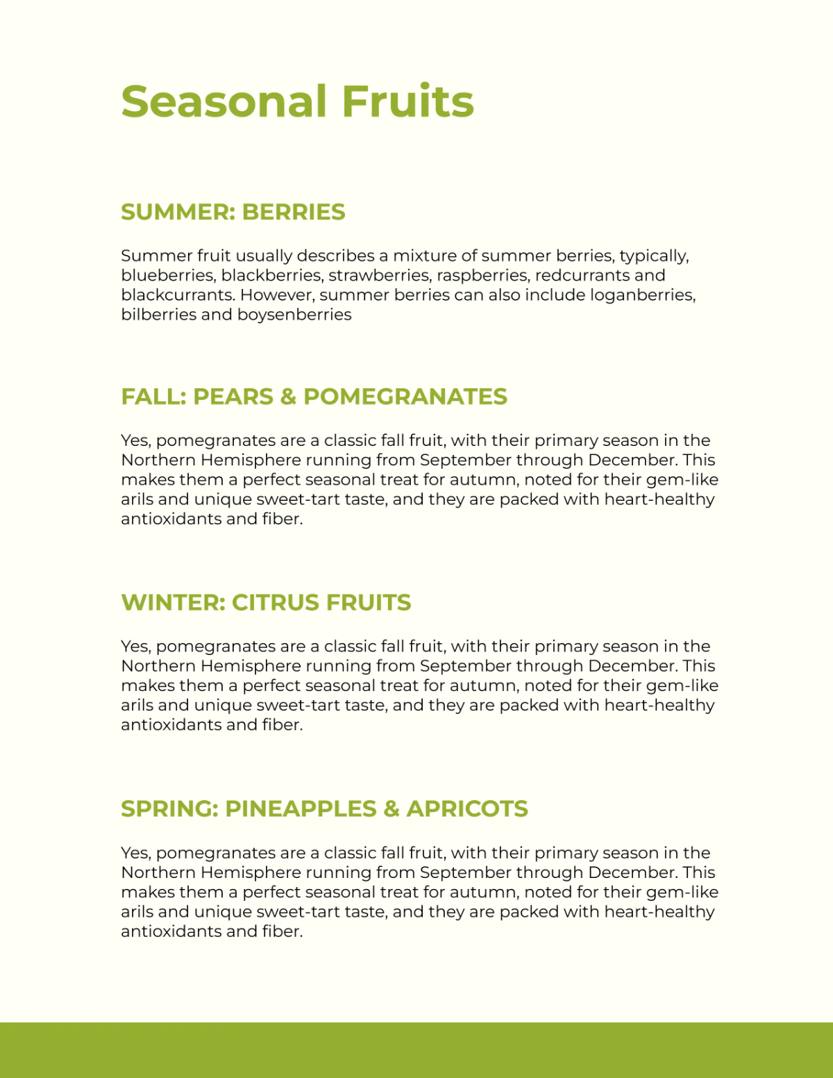 Free Fruits Catalog Layout Template to Edit Online