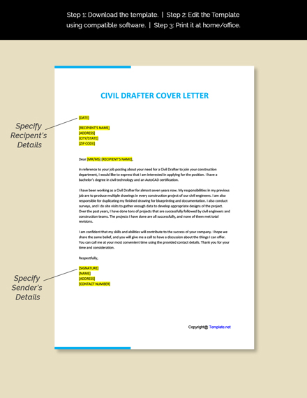 Civil Drafter Cover Letter Template - Google Docs, Word | Template.net