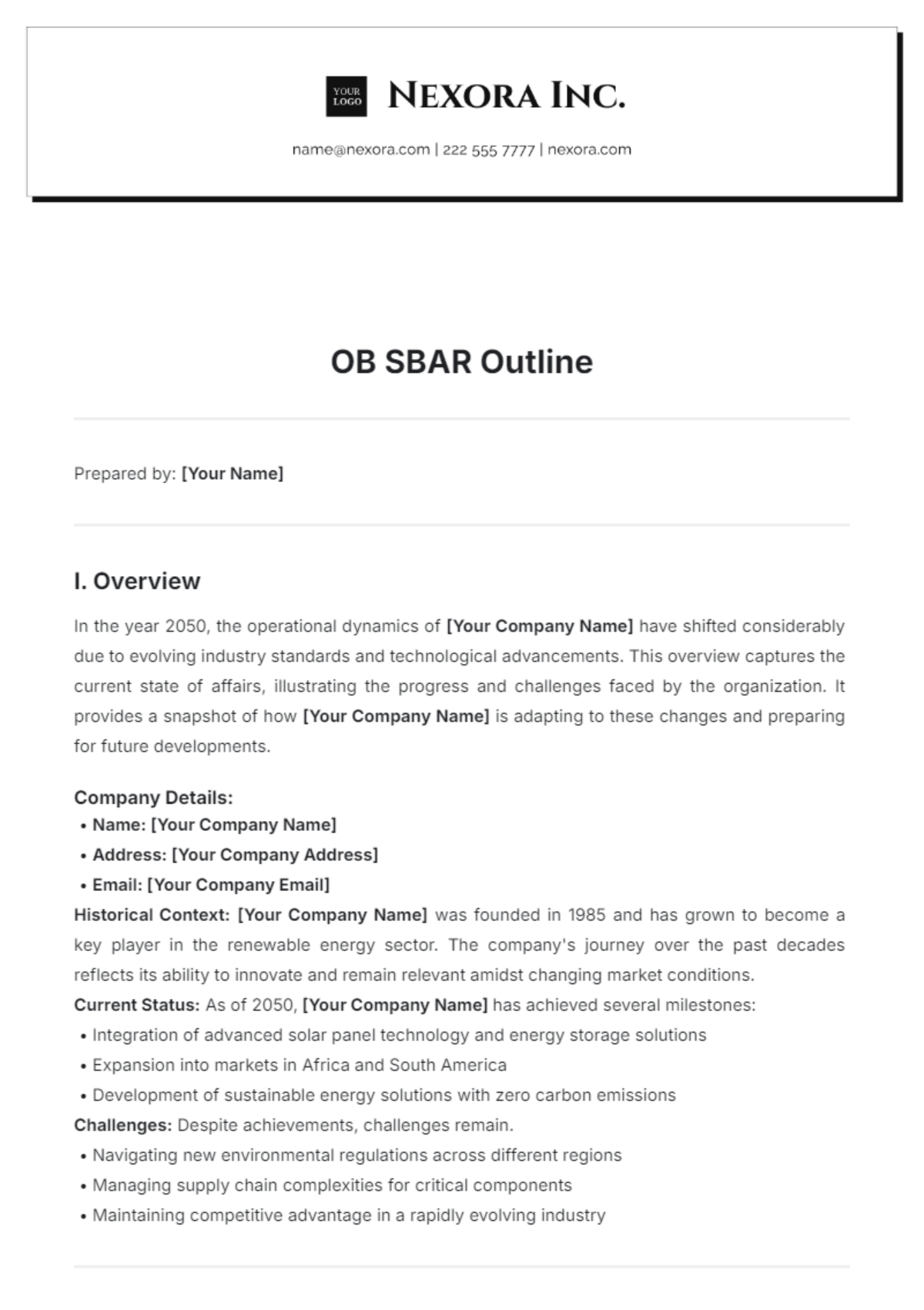 OB SBAR Outline Template