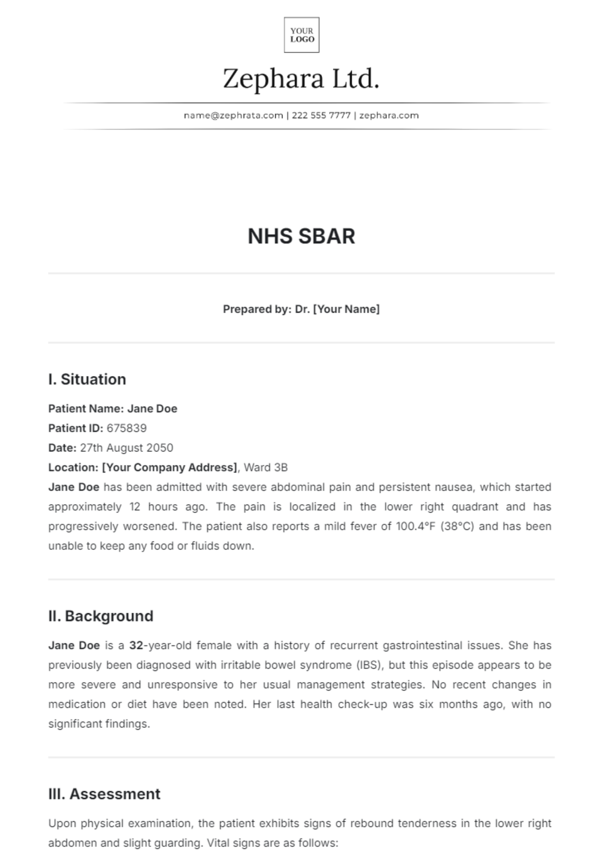 Free NHS SBAR Template - Edit Online & Download | Template.net