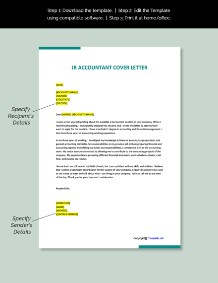 cover letter for a junior accountant