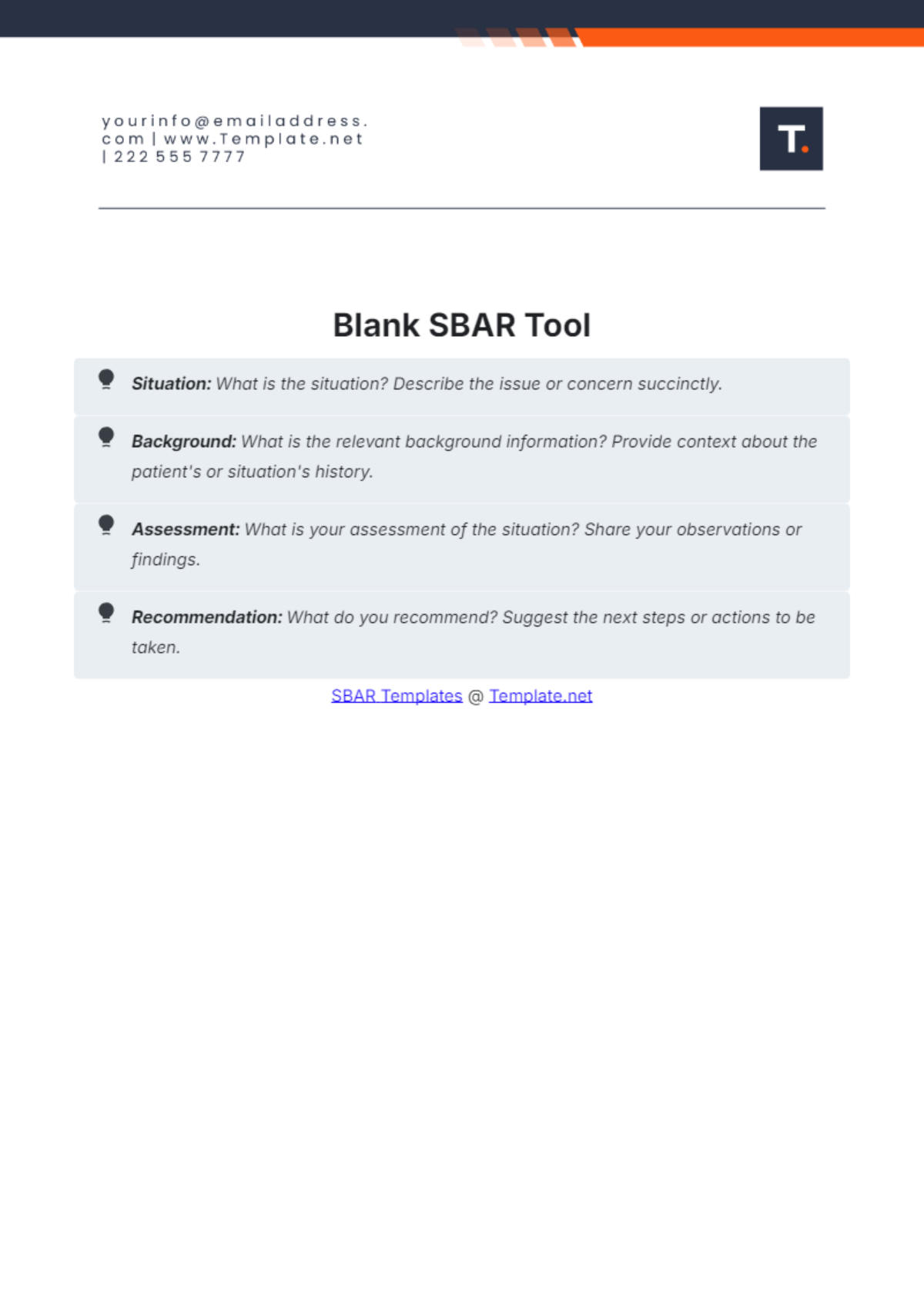 Blank SBAR Tool Template